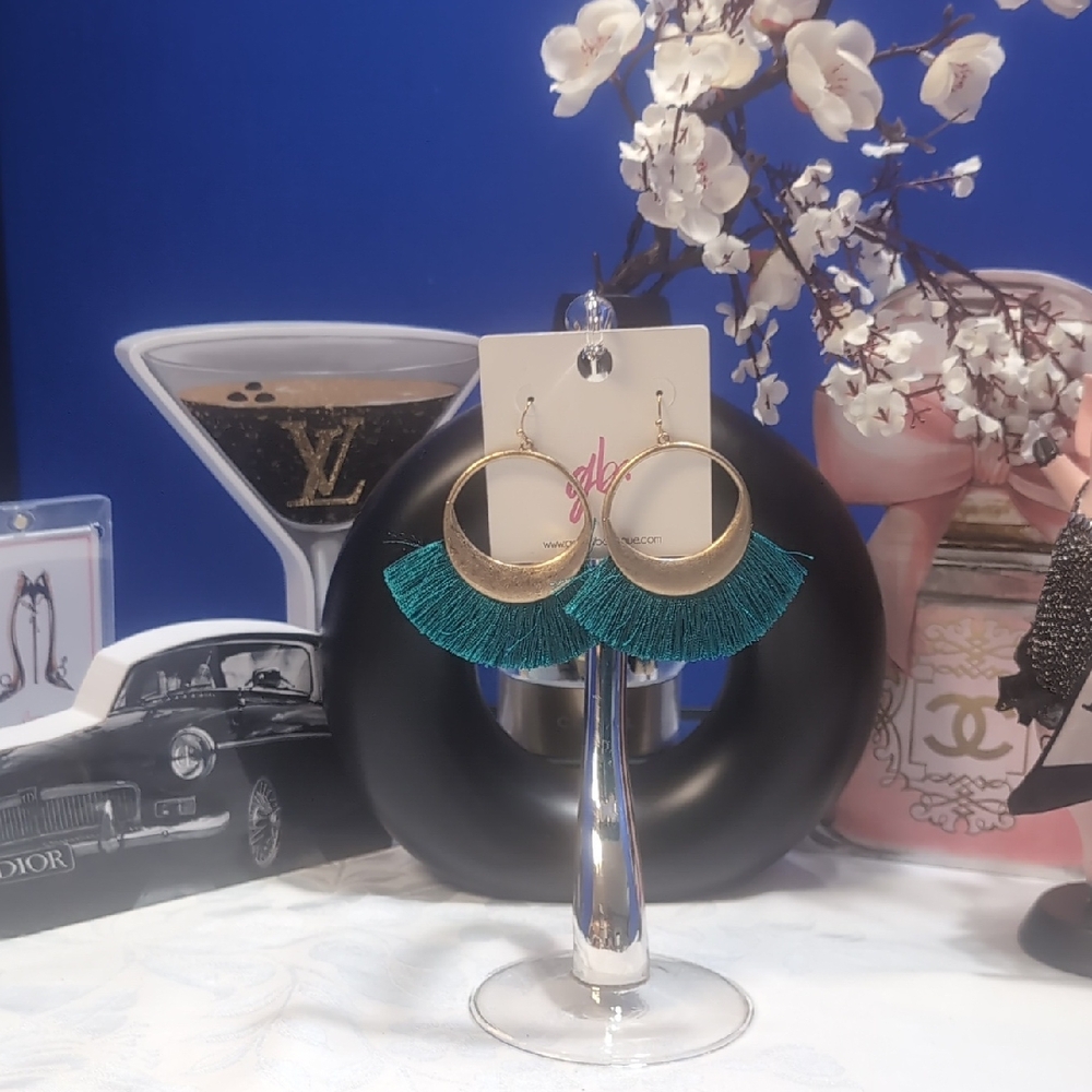 GLO Jeans Gold and Teal Hoop Earrings